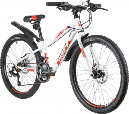 Велосипед NOVATRACK 24'' PRIME, алюм.рама 13'', белый, 18 скор., SHIMANO, дисковый тормоз