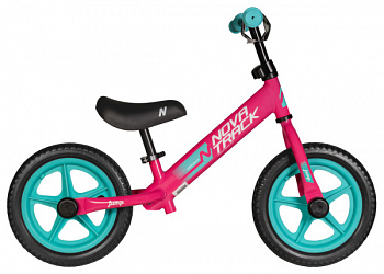 Беговел NOVATRACK 12'' JUMP розовый, сталь, цветной пластиковый обод, колеса EVA