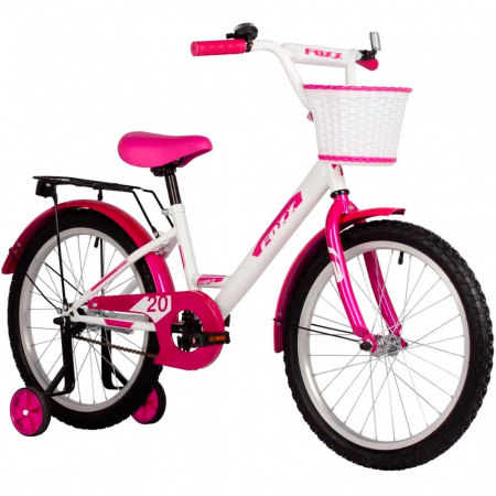 Велосипед FOXX 18'' SIMPLE белый, сталь, тормоз нож, крылья, багажник, защита А-тип, передняя корз