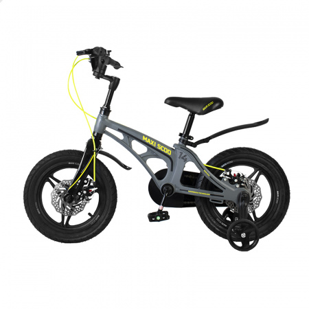 Детский Велосипед MAXISCOO ''Cosmic'' Deluxe Plus 14'', Серый Матовый, С Дисковыми Тормозами (2022)