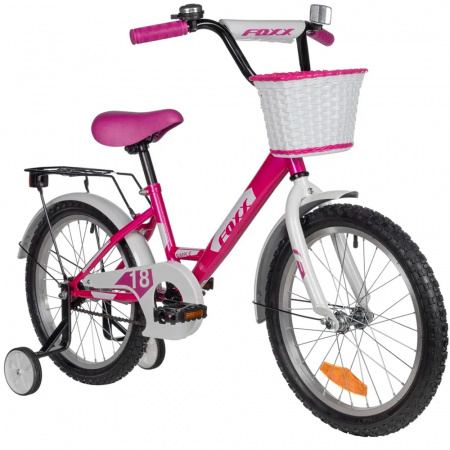 Велосипед FOXX 18'' SIMPLE розовый, сталь, тормоз нож, крылья, багажник, защита А-тип, передняя ко