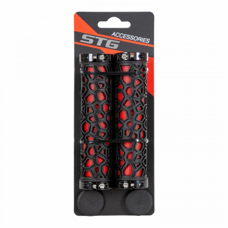 Грипсы STG BC-GR6502, 135 мм, Lock-On, черный с красным